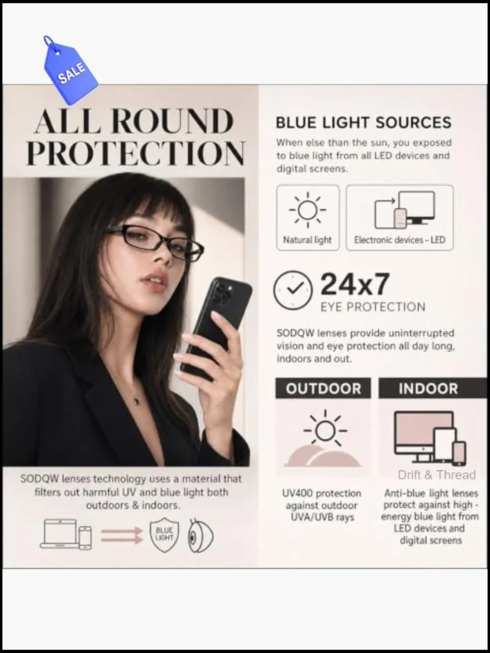 Y2K Rectangle Frame Blue Light Glasses for Women Anti Eyestrain Computer Eyewear